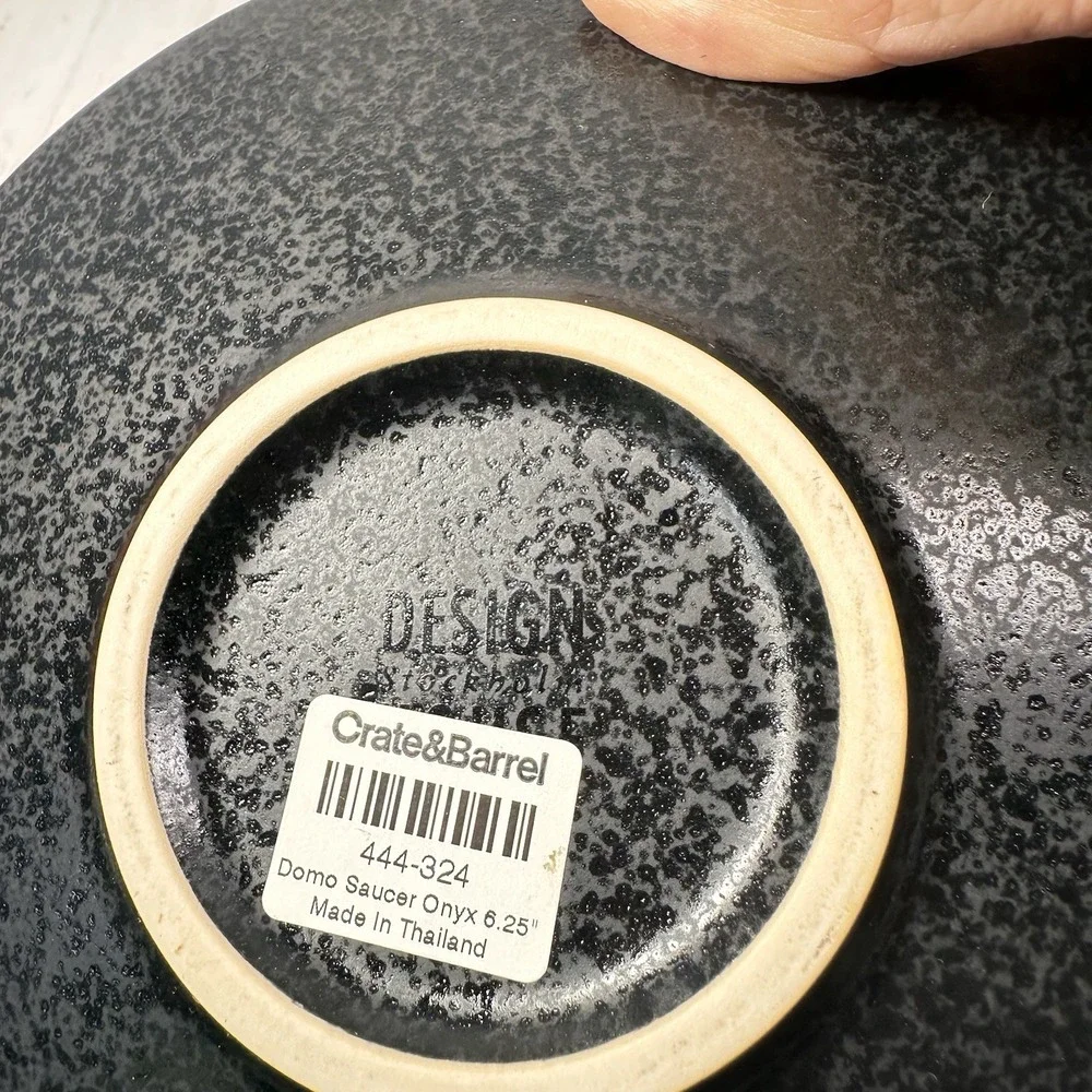 2 Crate & Barrel Domo Onyx Stoneware Saucers Portugal 6.2in Discontin Design Sto